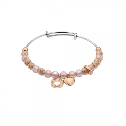 EMOZIONI Hot Diamonds Rose Gold Plate Ula Rose Quartz Bangle