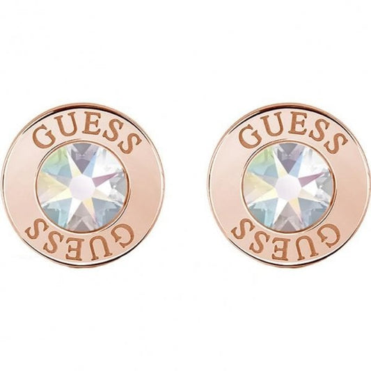 Shiny Crystals Rose Plated Round Earrings