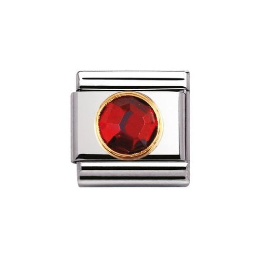 Classic Round Red CZ Link - Gold