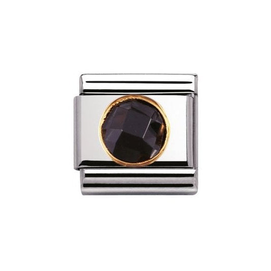 Gold Round Black Faceted Charm