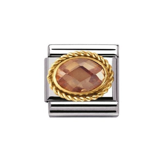 Classic Gold Faceted Oval Champagne Stone Charm