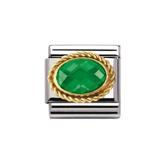 Composable Classic Faceted Zirconia Gold Emerald Green Link
