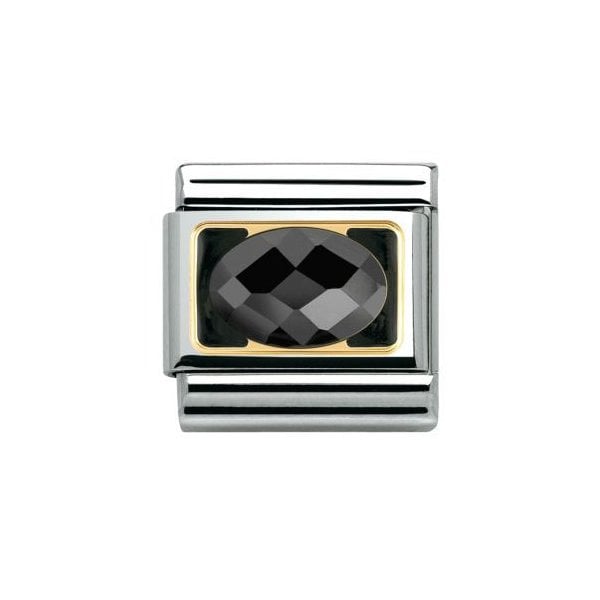 Classic Gold with 18k and Enamel Faceted Black Zirconia Charm