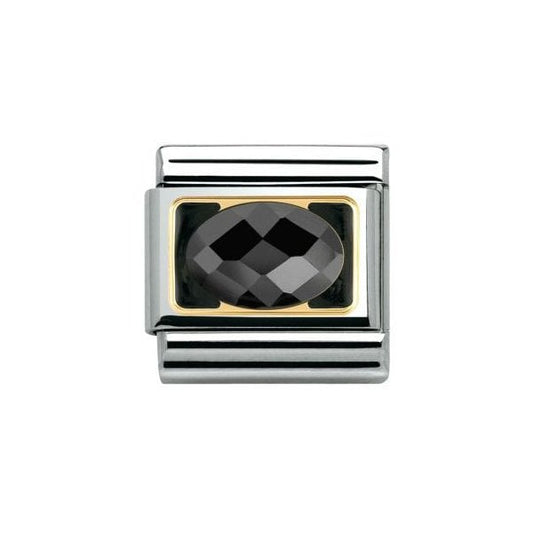 Classic Gold with 18k and Enamel Faceted Black Zirconia Charm