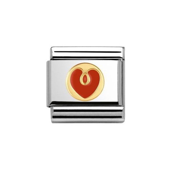 Gold Red Heart Charm