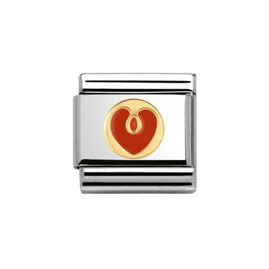 Gold Red Heart Charm