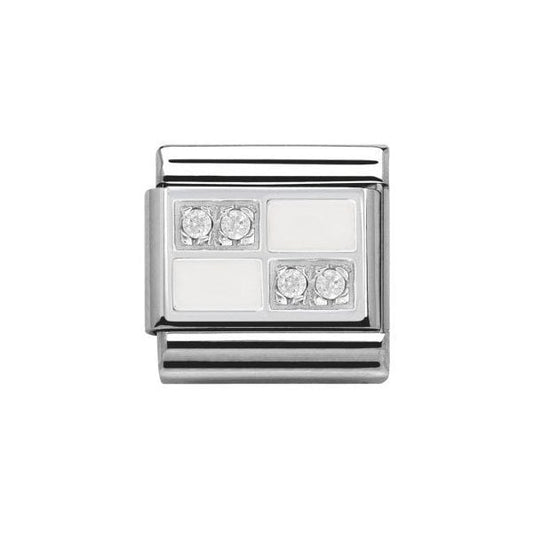 Silver White Chessboard Charm