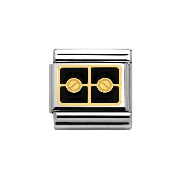 Gold Black Enamel Screw Head Charm
