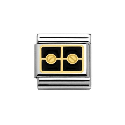 Gold Black Enamel Screw Head Charm