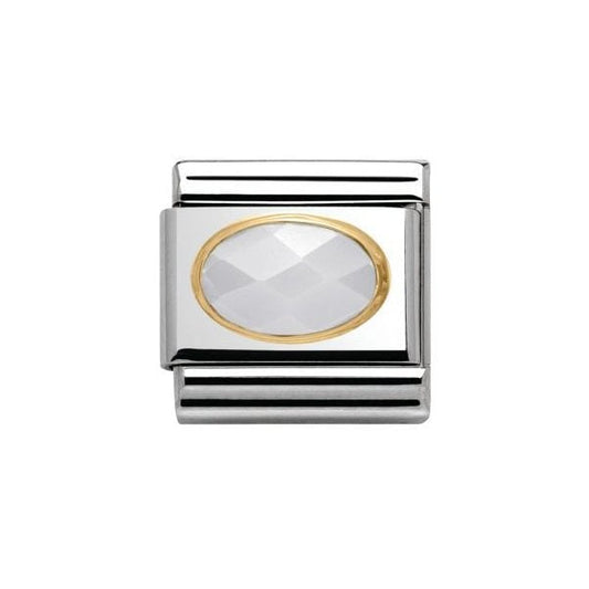 Faceted Gold and White Jade Charm
