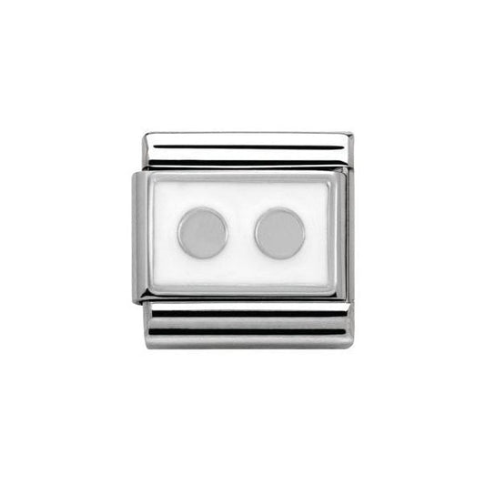 Silver 2 dots White Charm