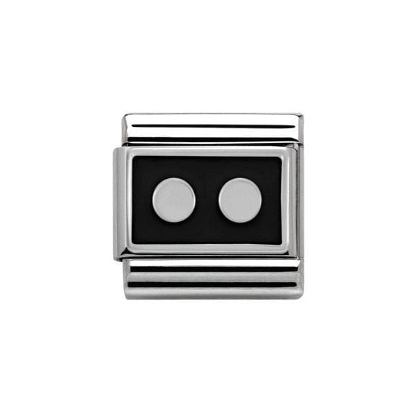 Silver 2 dots Black Charm