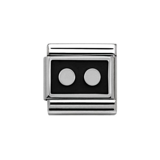 Silver 2 dots Black Charm