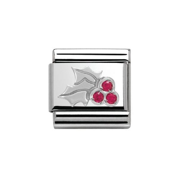 Silver and Red Holly Charm
