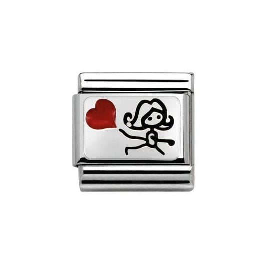 Classic Link Girl with Heart Balloon Charm in Silver