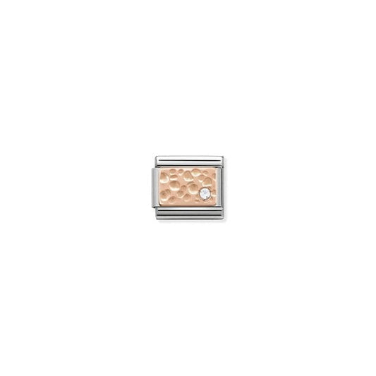 9ct Rose Gold CZ Bubbles Plate Charm