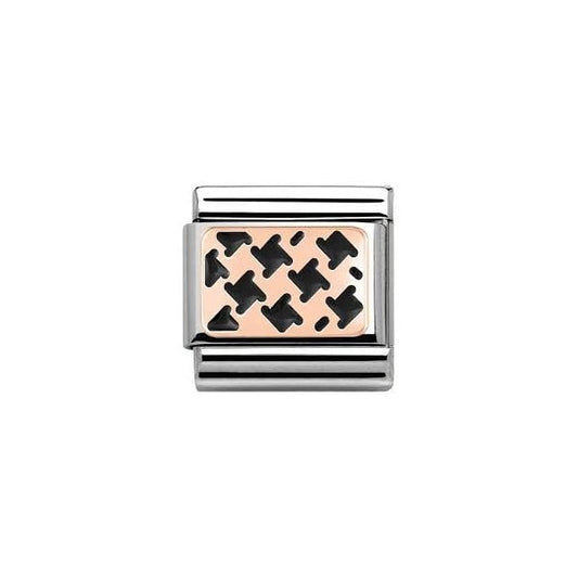 Rose Gold Black Houndstooth Charm