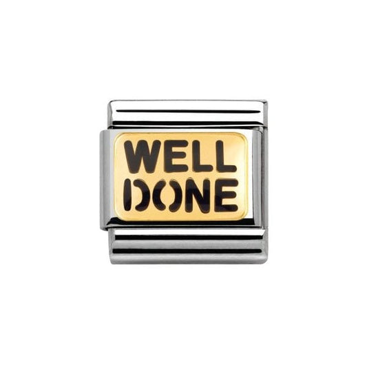 Gold Black Writing Well Done Charm