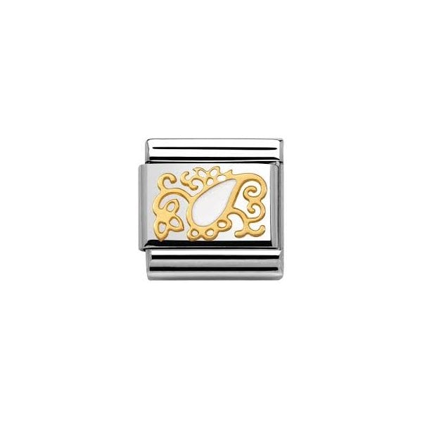 White Cashmere Drop Gold Charm