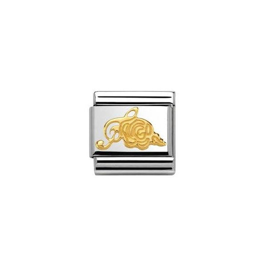 Classic Gold Treble Clef with Rose Music Charm