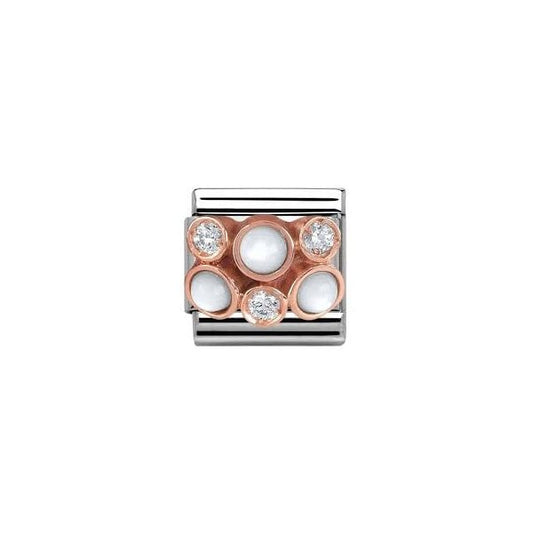 Classic Rose Set Pearl & CZ Cluster Charm