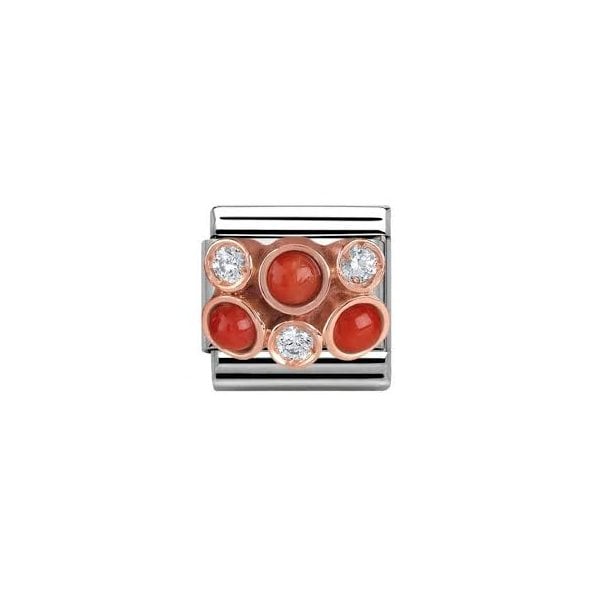 Classic Rose Set Orange & CZ Cluster Charm