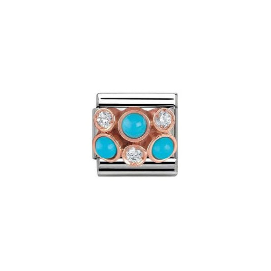 Classic Rose Set Turquoise & CZ Cluster Charm