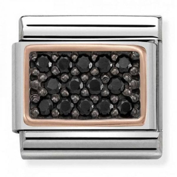 Classic Rose Gold Black Cubic Zirconia Charm