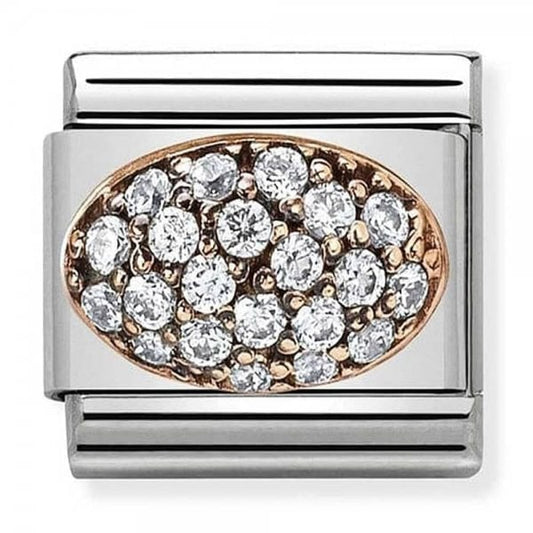 Classic Rounded Zirconia Rose Gold Dome White Charm