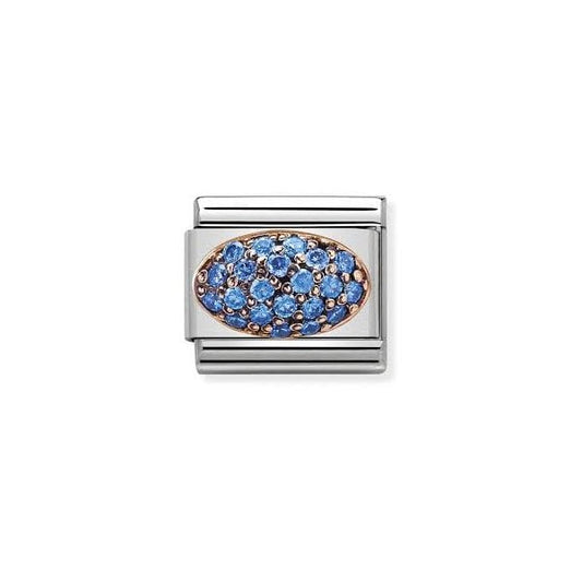 Classic Rose Gold Dome with Light Blue CZ Charm