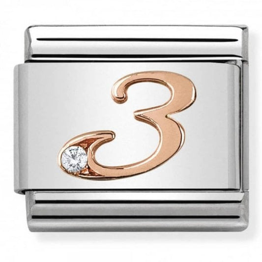 Rose Gold Number 3 Charm