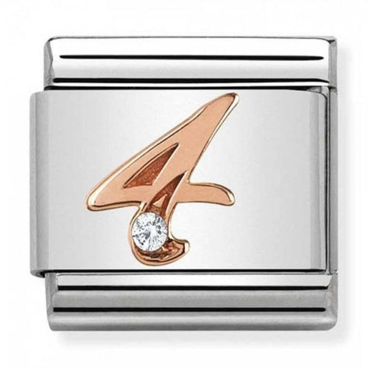 Rose Gold Number 4 Charm