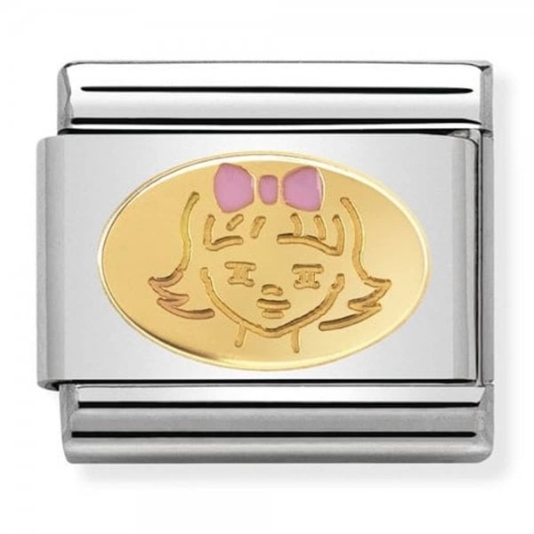 Gold Enamel Little Girl Charm
