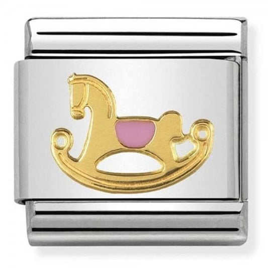 Gold and Pink Rocking Horse Charm