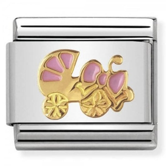 Gold and Pink Baby Carrier Charm