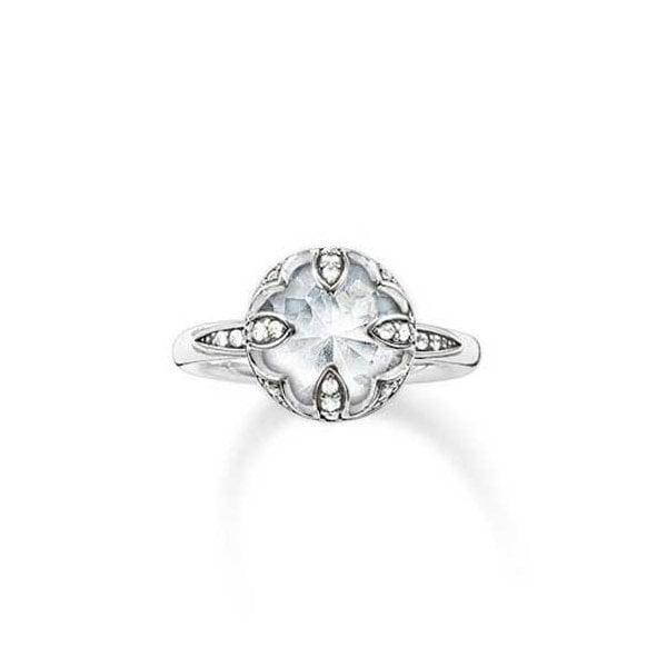 Silver Lotus Ring, White
