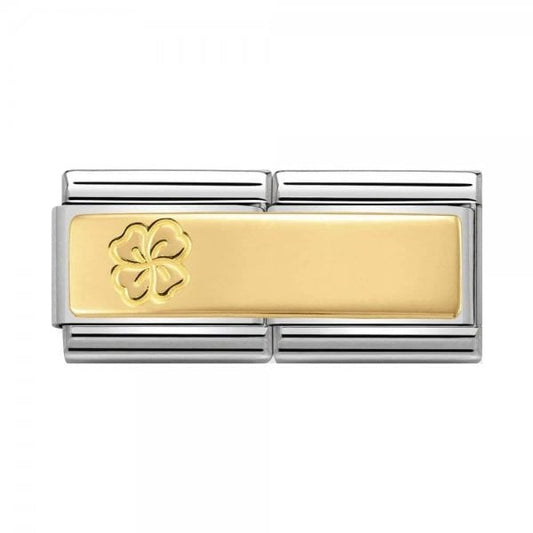Gold Double 4 Leaf Clover Charm
