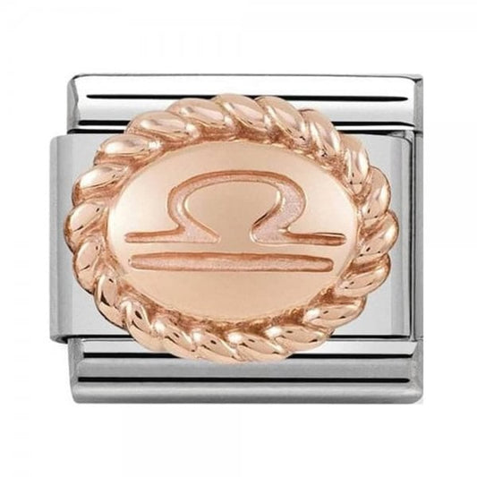 Classic Rose Gold Oval Zodiac Libra Charm