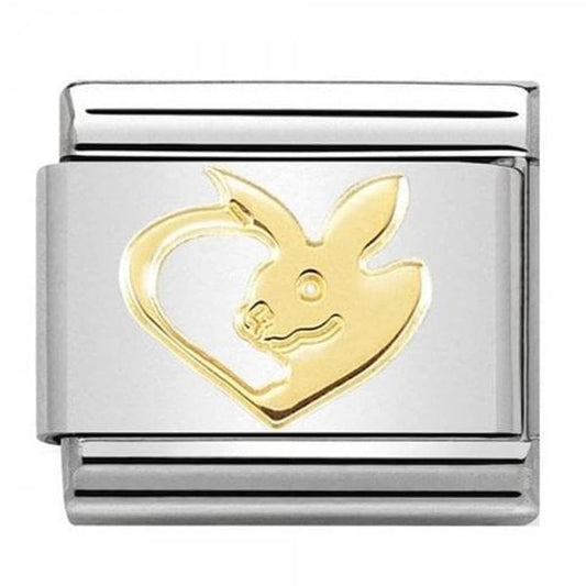 Gold Rabbit in the Heart Charm