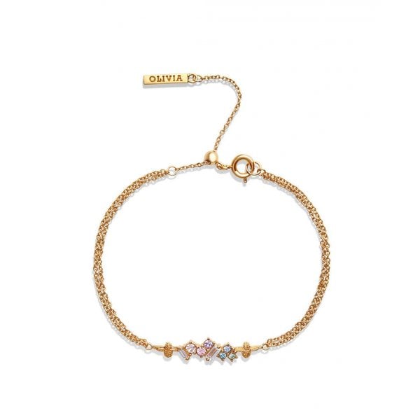 Rainbow Bee Chain Bracelet Gold