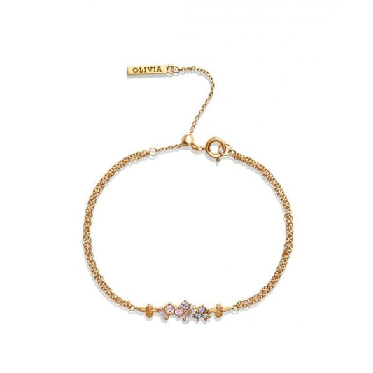Rainbow Bee Chain Bracelet Gold