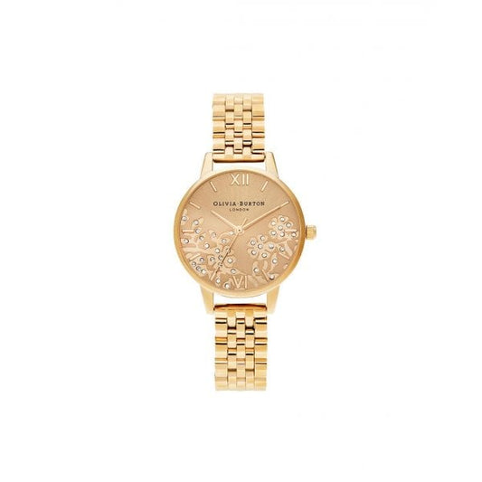 Bejewelled Lace Gold Watch