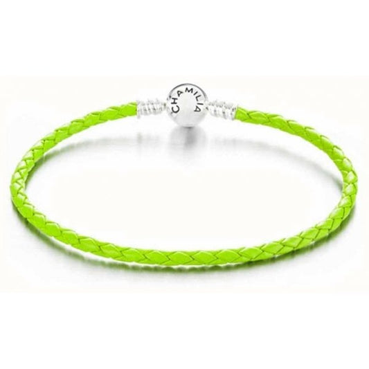 Green Leather Bracelet Medium
