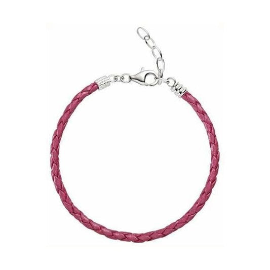 Braided Pink Leather Bracelet