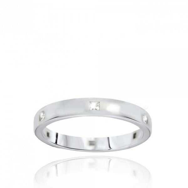 White Gold Princess Cut Ring 2.5mm