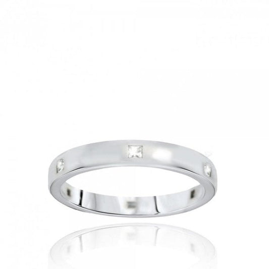 White Gold Princess Cut Ring 2.5mm