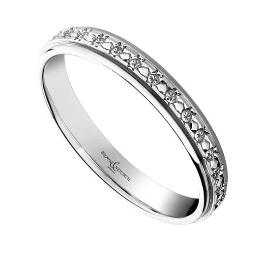 White Gold 3mm Sparkle Cut Ring