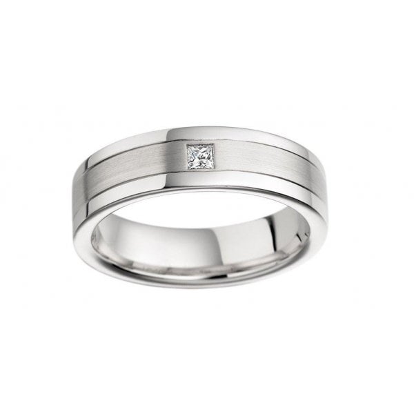 Palladium and Diamond 5mm Ring
