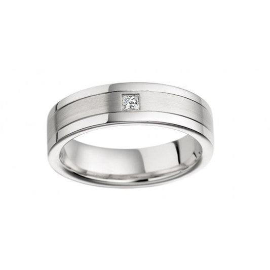 Palladium and Diamond 5mm Ring