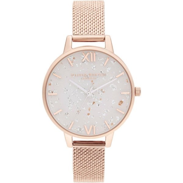 OB Celestial Rose Gold Bouclé Mesh Watch